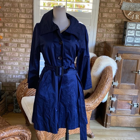 Dkny Jackets & Blazers - DKNY DONNA KARAN New York PRUSSIAN METAL TRENCH COAT LARGE NEW